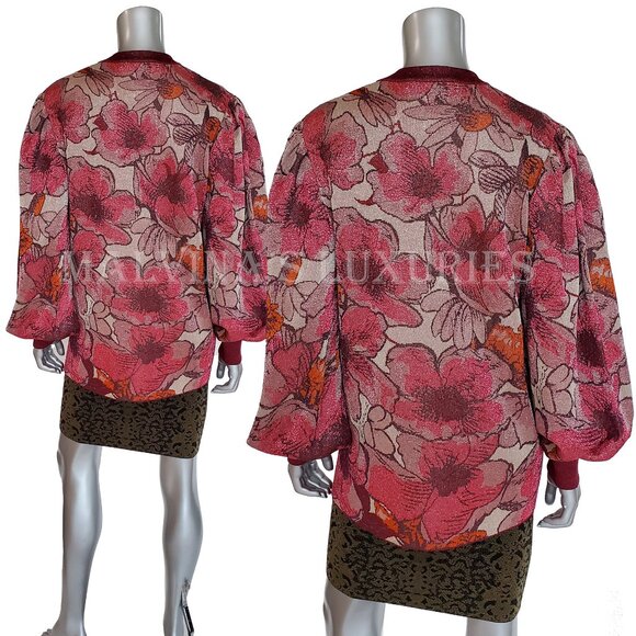 GUCCI SWEATER NOJUM LUREX FLORAL CARDIGAN VOLUMINOUS SLEEVES sz L LARGE - Picture 5 of 16